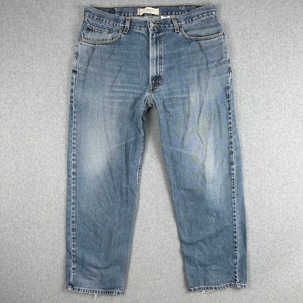 Vintage Y2K Levi's 550 Mens Relaxed Fit‎ Blue Jeans Size 34x30 Distressed Rodeo